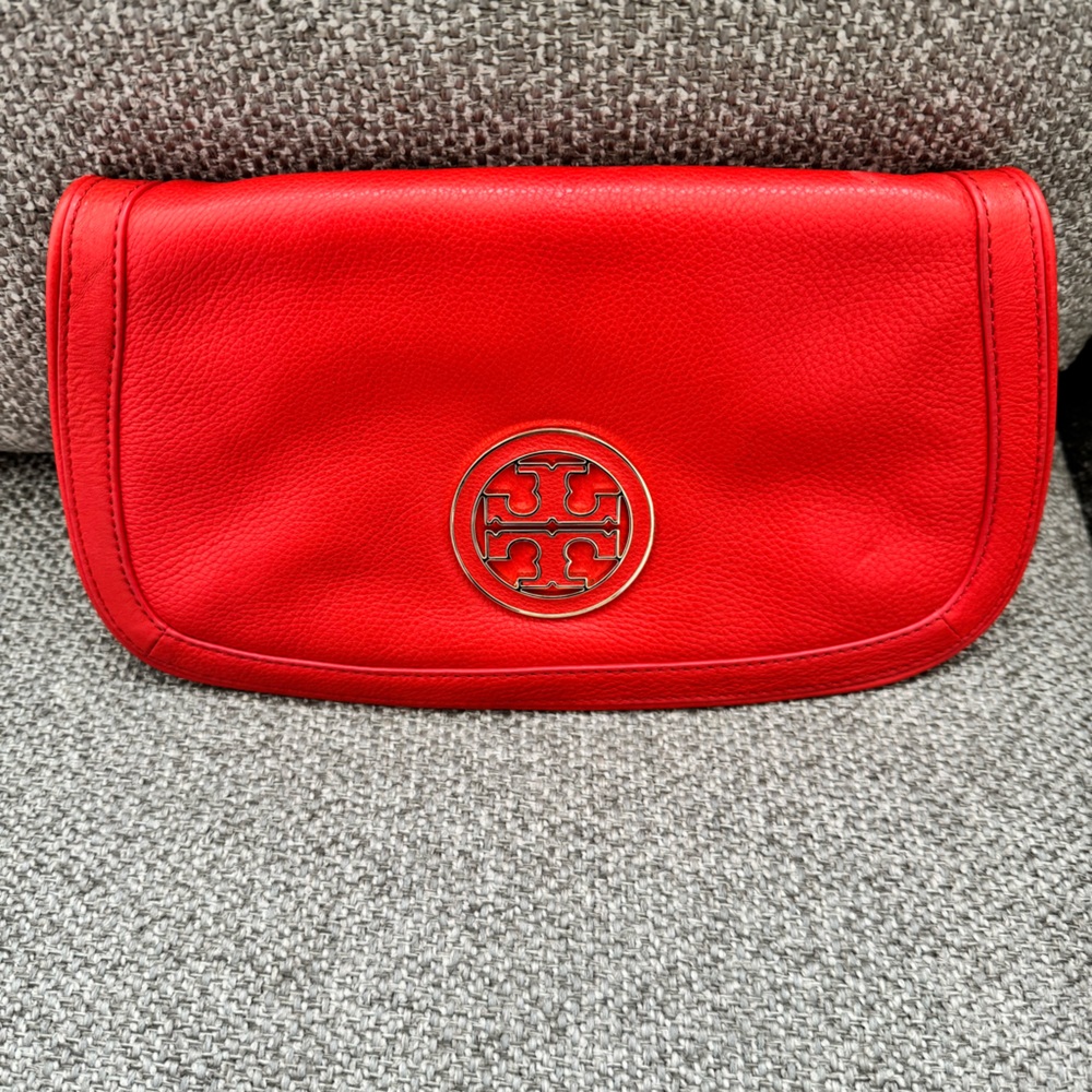 Authentic Tory Burch Orange/Tangerine Leather Crossbody